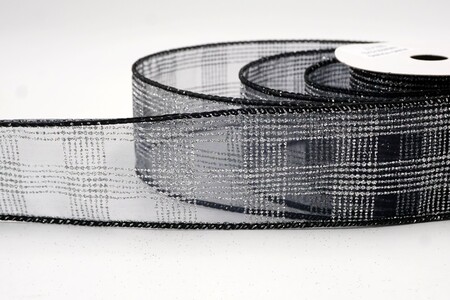 Black  Classic Plaid Check Wired Ribbon_KW0466GC-53-53